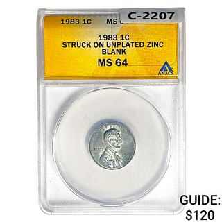 1983 Lincoln Memorial Cent ANACS MS64 Struck on Un