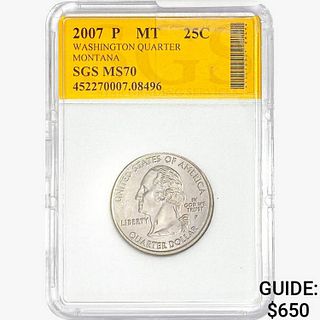 2007-P Washington Silver Quarter SGS MS70 Montana