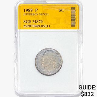1989-P Jefferson Nickel SGS MS70 