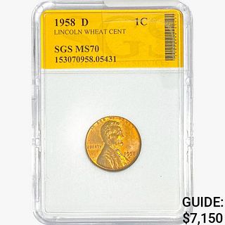 1958-D Wheat Cent SGS MS70 