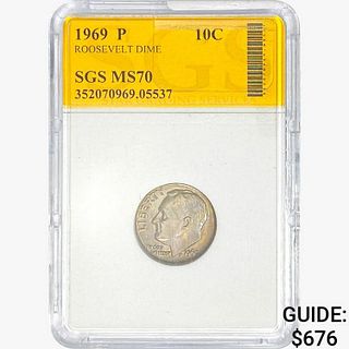 1969-P Roosevelt Dime SGS MS70 