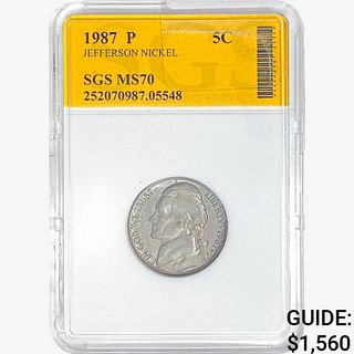 1987-P Jefferson Nickel SGS MS70 