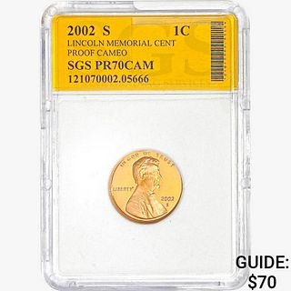 2002-S Lincoln Memorial Cent SGS PR70 CAM