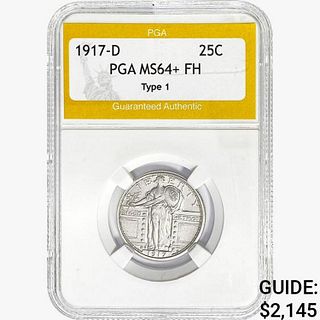 1917-D Standing Liberty Quarter PGA MS64+ FH Ty 1
