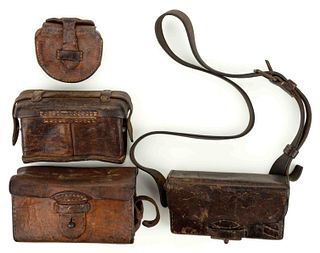 JAPANESE WORLD WAR II / WWII LEATHER POUCHES, LOT OF FOUR