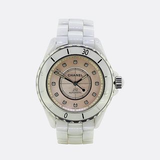 Chanel White Ceramic Pink Dial Automatic Ladies Wristwatch