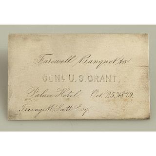 Sterling Place Card For the San Francisco Farewell Banquet to Gen. U.S. Grant