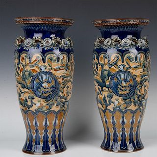 Pair of Doulton Lambeth Marshall/Simmance Stoneware Vases
