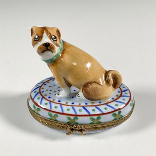 La Vie en Rose Limoges Hand Painted Box, Bulldog