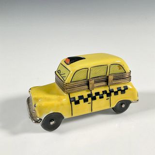 French Limoges Hand Painted Box, Taxi Cab