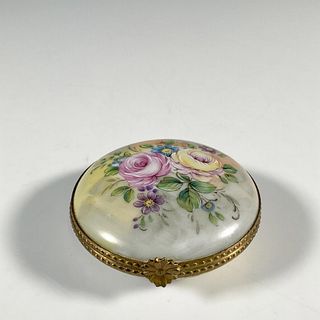 French Limoges Hand Painted Round Box