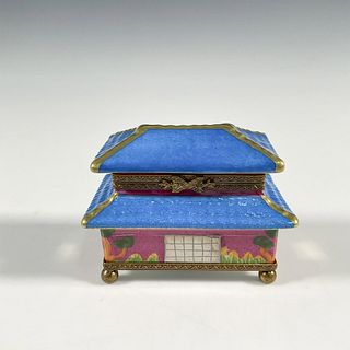 La Vie en Rose Limoges Hand Painted Box, Asian Pagoda House