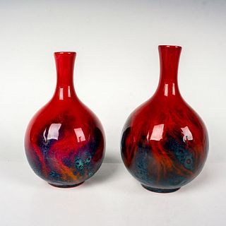 Pair of Royal Doulton Flambe Veined Vases