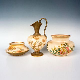 3pc Doulton Burslem Floral Urn and Bowls