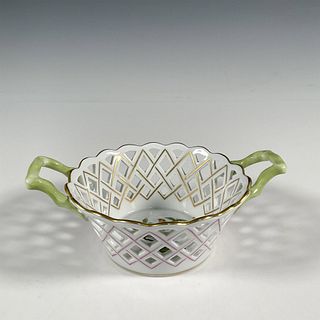 Herend Porcelain Handled Basket, Rothschild Bird