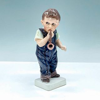 Dahl Jensen Figurine, Boy in Blue Overalls with Pipe 1027