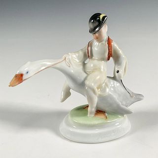 Herend Porcelain Figurine, Boy Riding a Goose
