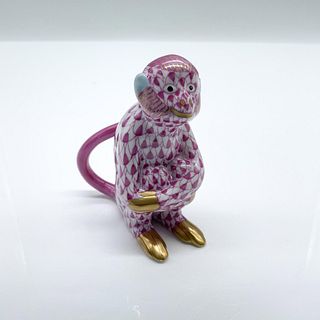 Herend Signed Porcelain Figurine, Pink Fishnet Monkey