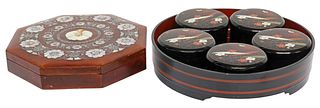 (2) KOREAN & JAPANESE LACQUERWARE BOXES WITH DIVIDERS