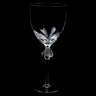 COPÓN FRANCIA SIGLO XX Elaborada en cristal transparente Sellado Lalique  Fuste decorado con amorcillo con acabado opaco<R...