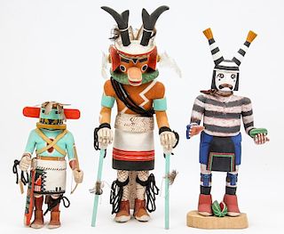 3 Hopi Kachina Dolls Signed R. Pentewa