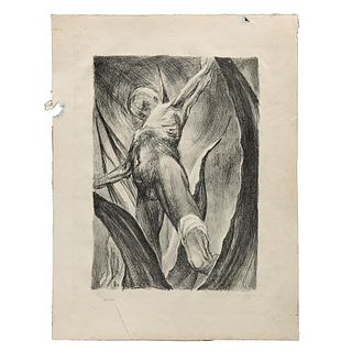 GUILLERMO MEZA, Litografía, Firmada, 50 x 38 cm, Detalles de conservación