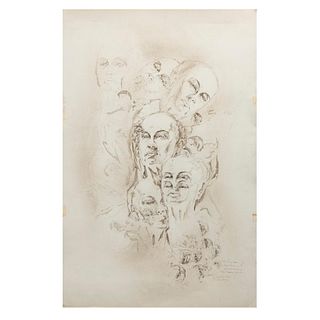 GUSTAVO ARIAS MURUETA, Sin título, Firmada y fechada 1971, Tinta sobre cartoncillo, 90 x 59 cm.
