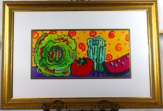 Framed Watercolor on Paper signed A.E BARNES