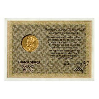 1856 $3 Gold MS-63
