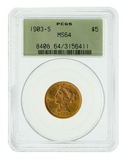1903-S $5 Gold MS-64 PCGS