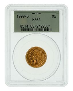 1909-D $5 Gold MS-63 PCGS