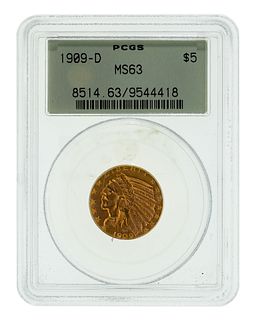 1909-D $5 Gold MS-63 PCGS