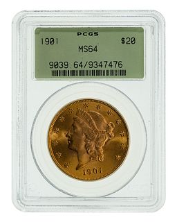 1901 $20 Gold MS-64 PCGS