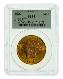 1907 $20 Gold Liberty MS-60 PCGS