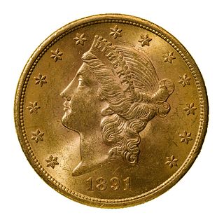 1891-S $20 Gold Unc.