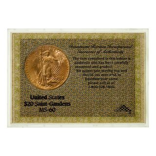 1908 $20 Gold Unc.