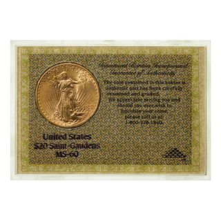 1908-D $20 Gold Unc.