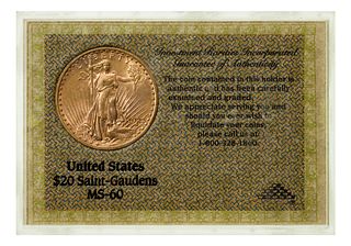 1923 $20 Gold Unc.