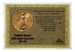 1927 $20 Gold Unc.