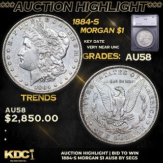 ***Auction Highlight*** 1884-s Morgan Dollar $1 Graded au58 By SEGS (fc)