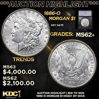 ***Auction Highlight*** 1886-o Morgan Dollar 1 Graded ms62+ BY SEGS (fc)