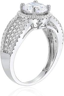 Decadence Sterling Silver 7mm round pave  with indented band size 8