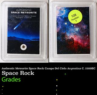 Authentic Meteorite Space Rock Campo Del Cielo Argentina C. 2200BC Graded By INB