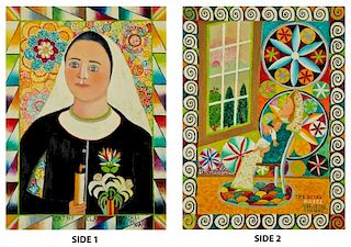 Thomas (20th c.) Double-sided Painting: "Cathy Clark / The Rising Hopes", 1963