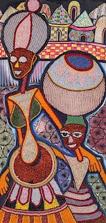 Dayo Niran (Nigerian, 20th c.) Mixed Media Painting