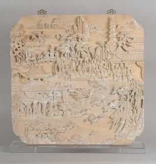 A Large Chinese Carved Panel 