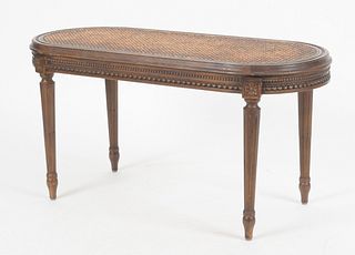Louis XVI Style Carved Walnut and Caned Window Bench