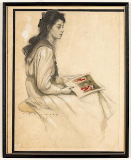 C.D. Rowley (19th/20th c.) Portait of a lady, 1908