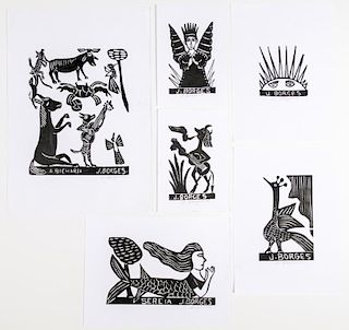 Jose Francisco Borges (20th c.) 6 Woodblock prints