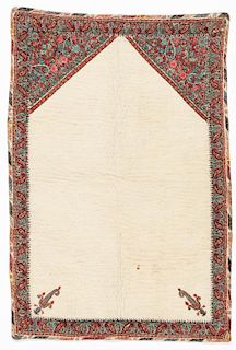 Antique Silk Embroidered Persian Prayer Panel